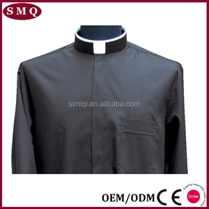 Chemise de clergé à col romain noir à manches courtes - Product Image 4