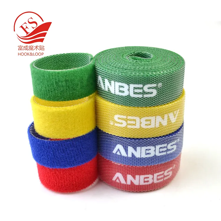Shenzhen supplier custom colors hoop and loop double side tape with logo printing
