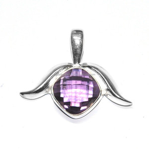 Colgante de piedras preciosas de amatista con forma de cojín de Plata de Ley 925, joyería, ajuste de bisel clásico, colgante de moda para Unisex. - Product Image 1