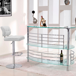 modern long tempered glass top bar counter table with shelves