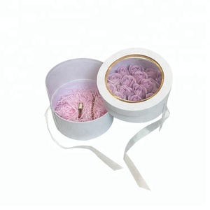Su misura a doppio strato regalo fiore rotondo scatola con coperchio IN PVC trasparente - Product Image 5