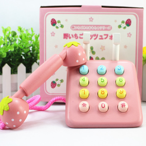 Jeu de rôle pour enfants Montessori, téléphone en bois <span class=keywords><strong>rose</strong></span> - Product Image 2