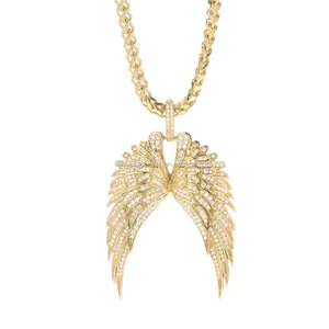 Collane con Ciondolo Ali d'Angelo in Acciaio Inox con Strass e Catena Lunga per Uomo - Product Image 1