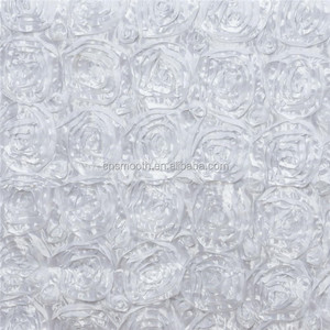 Wedding Decoration 3D Rosette Satin <strong>Table</strong> Cloth <strong>Dining</strong> Rectangle <strong>Table</strong> <strong>Cover</strong> - Product Image 2