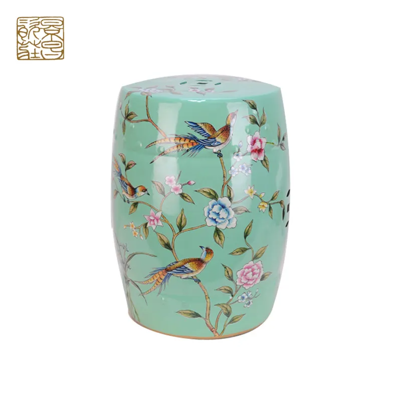 Tabouret de jardin en céramique, blanc, motifs de fleurs et d'oiseaux chinois, haut de gamme, décoration pour le jardin, nouveauté