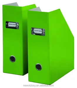 Metal corner foldable green cardboard file holder