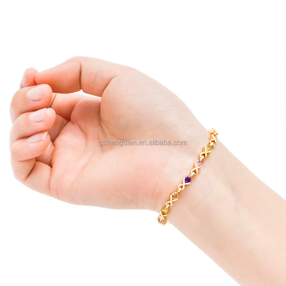 Commercio all'ingrosso di new monili del braccialetto di modo, 18 K oro placcato braccialetto della maglia, zircone cubico parti braccialetto per le donne gioielli
