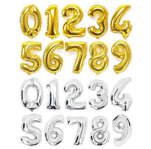 Number Balloon for Party <strong>Decoration</strong> Wholesale Price 16inch <strong>Gold</strong> Silver <strong>Black</strong> Red Foil Inflatable Helium Ballon - Product Image 1