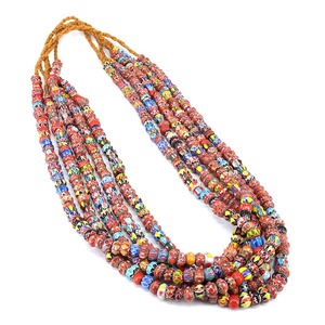 Collar de Cuentas Redondas de Vidrio <span class=keywords><strong>Chevron</strong></span> Nepalí Vintage GP0901, Suministros para la Fabricación de Joyería Boho - Product Image 2