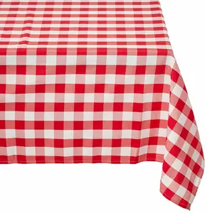 cheap 100% cotton or polyester check plaid square round oval Christmas tablecloth