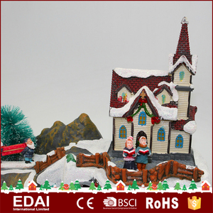 2017 colorido pintado escena de nieve polyresin decoración <span class=keywords><strong>casas</strong></span> de pueblo de Navidad con música - Product Image 5