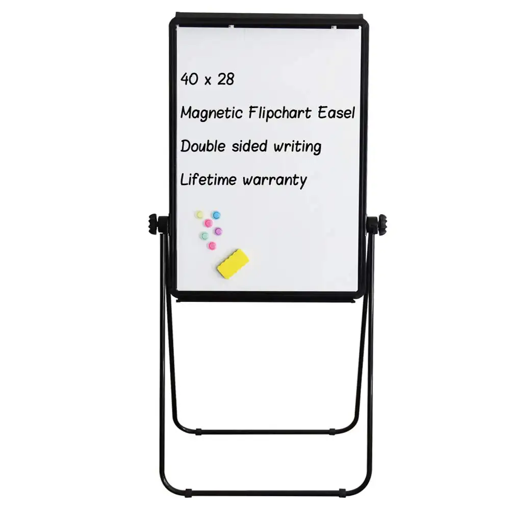 Metal folding movable interactive dry erase magnetic whiteboard with height adjustable flip chart easel marker board
