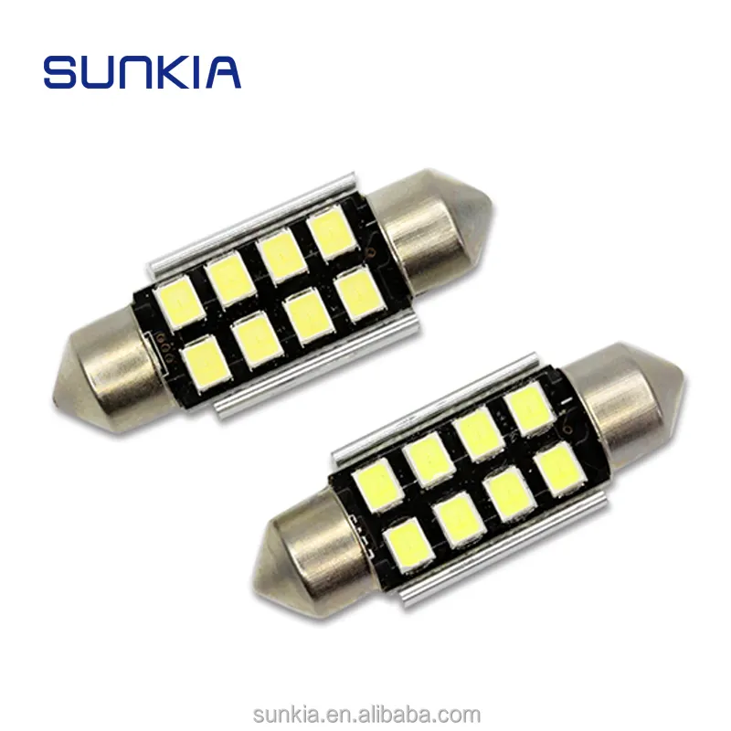 SUNKIA 31/36/39/42mmカースタイリング2835チップ8SMDフェストゥーンCanbus DC12V 3WLEDランプカーLED電球インテリアドームフェストゥーンライトホワイト