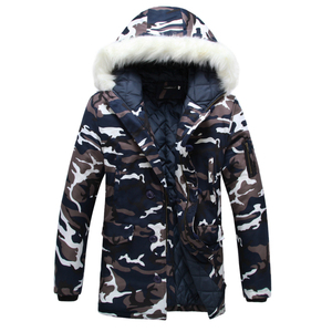 2019 OEM Plus Size Windproof Mens Winter Camouflage Padded <b>Hoodie</b> with Fur Decorated Hood - Product Image 1