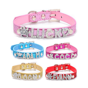 Nieuwe Ontwerp Duurzaam Verstelbare DIY Brief Lederen <span class=keywords><strong>Spiked</strong></span> Halsband voor Hond Lood - Product Image 1