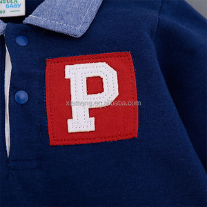 Nuevo diseño cómodo <span class=keywords><strong>azul</strong></span> <span class=keywords><strong>marino</strong></span> cuello del mameluco ropa de bebé de manga larga - Product Image 6