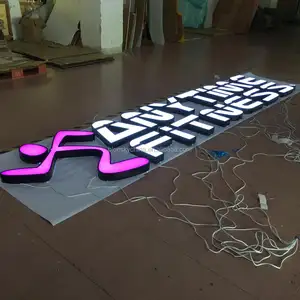 Panneau de nom de lettre de magasin d'affaires frontal lit, panneau de signalisation de lumière Led rvb, impression de magasin de Logo illuminé à Led pour l'extérieur, panneaux personnalisés