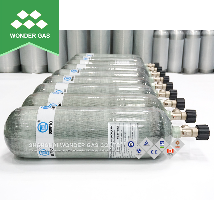 Cylinder Diving Portable Helium Tank 3l 6.8l 9l 4500psi/300bar Carbon Fiber Diving Cylinder Air Scuba Oxygen Tank