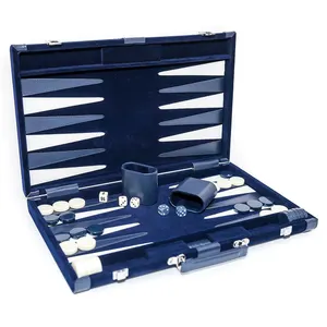 Professionale Produttore 15 "Da Viaggio di Cuoio Magnetica Backgammon Set