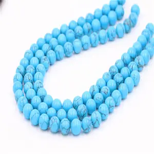 High quality blue turquoise gemstone beads 8mm turquoise stone loose turquoise 6mm beads jewelry