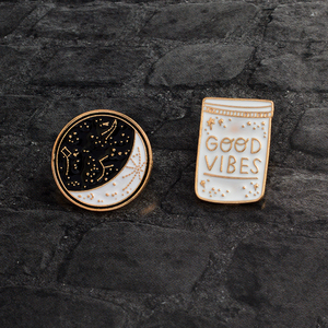 QIHE joyería buenas fase de la <span class=keywords><strong>luna</strong></span> redonda insignias esmalte solapa Pin - Product Image 4