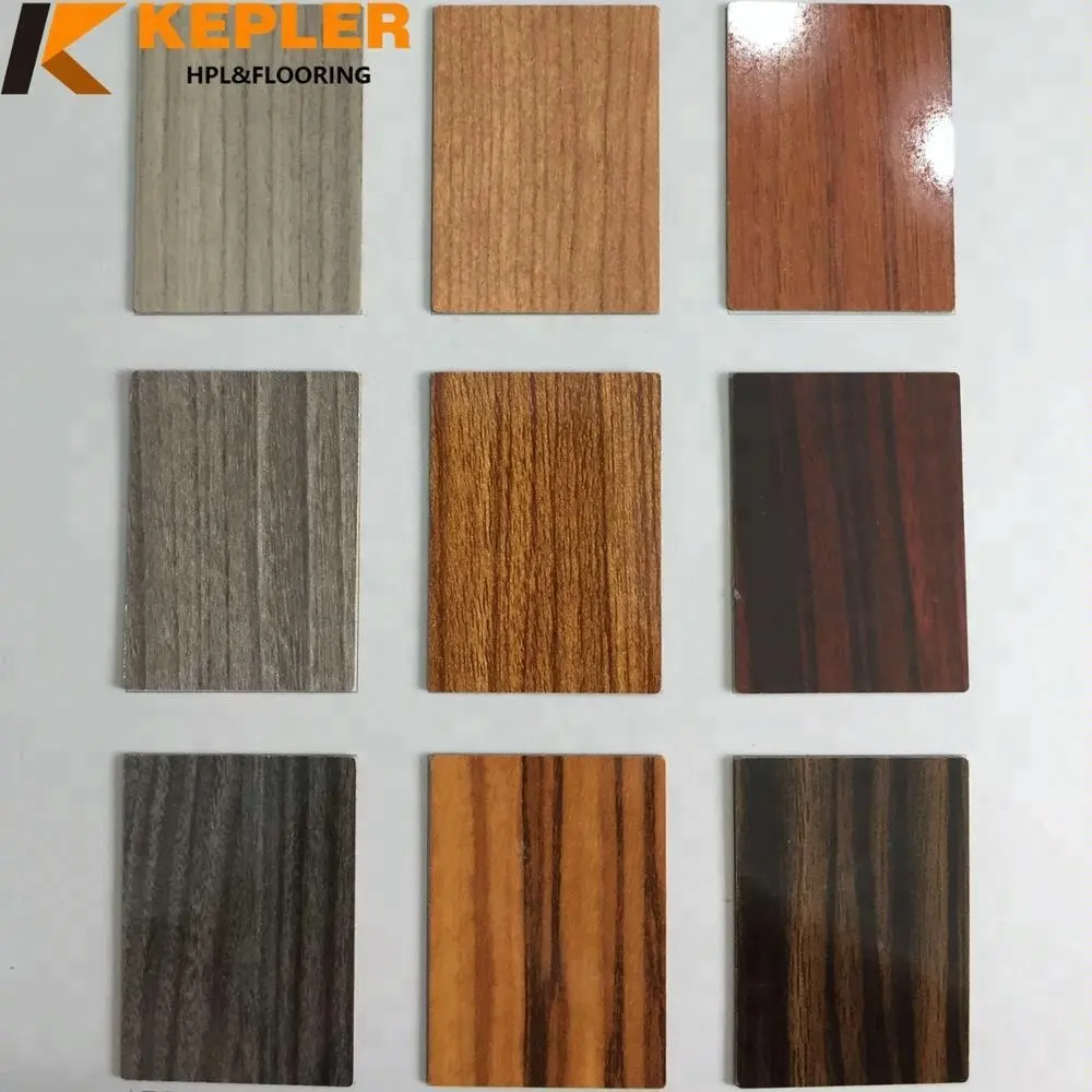 Kepler, grano de madera de alto brillo, laminado de alta presión, láminas hpl, fabricante en China