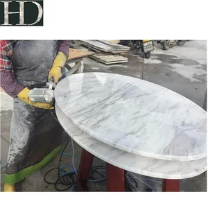 Natural Good Quality Polished Round Greece Volakas White Marble Dining Table Tops, Countertops