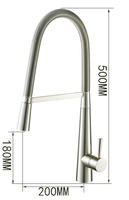 Robinet de cuisine commercial moderne à poignée unique, à bec haut et flexible, en nickel brossé, avec douchette extractible pour évier de cuisine