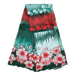 multi colored design high quality wholesale factory price african embroidered lace fabric