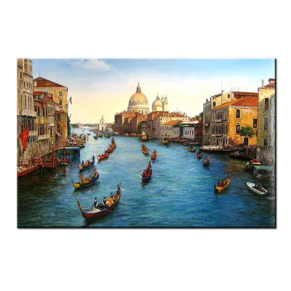 Lienzo pintado a mano con paisaje de Venecia, Italia, para sala de estar, hogar, hotel, cafetería, decoración artística de pared moderna