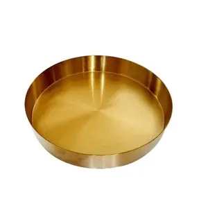 Round Tray Nordic Luxury Stainless Steel Metal Round Mirror Tray Gold