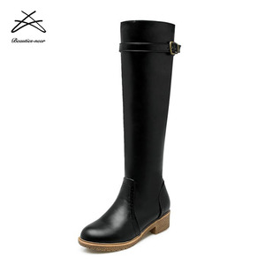 <span class=keywords><strong>Stivali</strong></span> da <span class=keywords><strong>equitazione</strong></span> da donna con tacco piatto <span class=keywords><strong>in</strong></span> <span class=keywords><strong>pelle</strong></span> pu nera di vendita calda di ultimo stile 2018 - Product Image 6