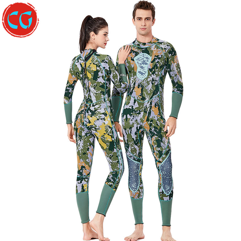 Мужской неопреновый гидрокостюм с длинным рукавом 3 мм, камуфляжный неопреновый полноразмерный костюм для дайвинга, цельный костюм для подводной охоты