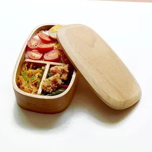 Simple Style Custom Logo Private Label Zero Waste Degradable Outdoor Picnic Travel Portable Wood Bento Lunch Box