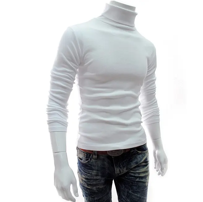 Зимняя мужская нижняя рубашка, свитер с длинным рукавом и высоким воротником