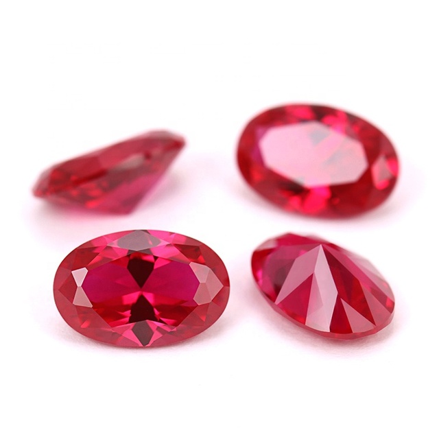 3*4mm WuZhou Gems 5# Red Ruby Loose Gemstone Oval Cut Stones Synthetic Red Ruby Lab Created Corundum