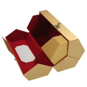 Hexagonal Wine Cardboard Flute Gift <strong>Box</strong> <strong>Custom</strong> <strong>Made</strong> Gold Cardboard Paper + Grey Board Paperboard <strong>Folding</strong> <strong>Box</strong> Paper <strong>Box</strong>,champagne - Product Image 5