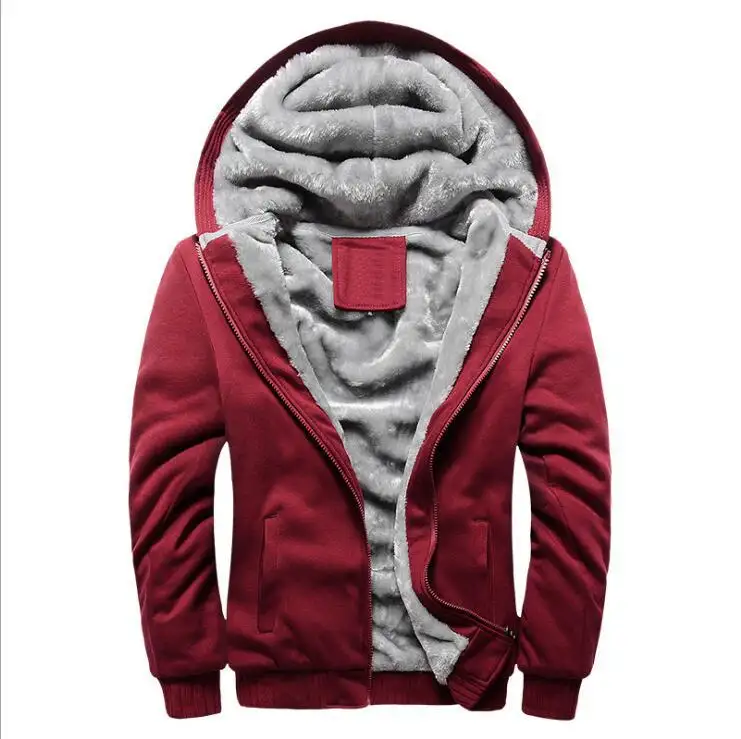 2018 Hoodie Casual Sweatshirt Pullover zipper thick pure color Sweatshirt for man