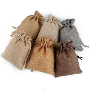 Groothandel 10X14 Cm Jute Zakken Verpakking Verse Stijl Jute Trekkoord Cashewnoten Pouch