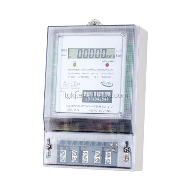 İki fazlı üç telli 2P3W LCD aktif ve reaktif dijital elektronik tip watt saat kWh güç enerji ölçer