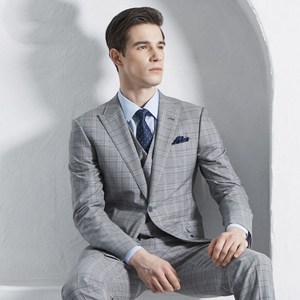Wholesale light grey coat pant men suit 