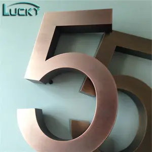 Empresa Custom logo 3D metal alfabeto letra LED metal números de casa