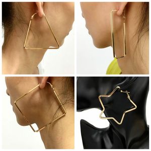 Orecchini a Cerchio Quadrati in Metallo da 60mm in Vari Stili per Donne, Orecchini Geometrici Semplici alla Moda, Accessori di Gioielleria Coreana - Product Image 2