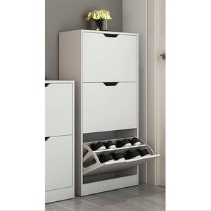 Estante de madera <span class=keywords><strong>blanco</strong></span> para zapatos, estante de madera moderno personalizado de fácil montaje, ahorro de espacio, 1/2/3 - Product Image 3