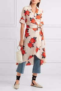 V Neck Banded Women Long Sleeve <strong>Wrap</strong> <strong>Silk</strong> Print <strong>Dress</strong> - Product Image 6