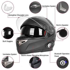 Capacete da motocicleta do bluetooth com built-in Headset Intercom para motos