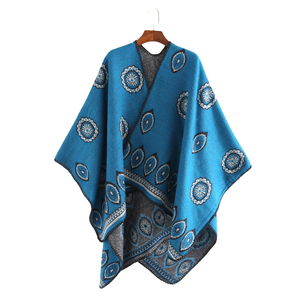 Atacado 2018 Novo Estilo Inverno Outwear Cabo Moda Flor De Malha De Corte Mulheres Cashmere <span class=keywords><strong>Poncho</strong></span> - Product Image 6