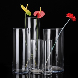 <span class=keywords><strong>Jarrones</strong></span> de vidrio transparente para decoración del hogar, jarrón de flores de vidrio soplado para boda, venta al por mayor - Product Image 2