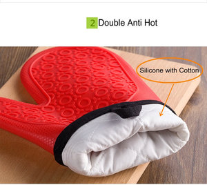 Ventes chaudes, maniques de four en silicone de qualité alimentaire, antidérapantes, résistantes à la chaleur, doublure matelassée, logo personnalisé, maniques en silicone - Product Image 3