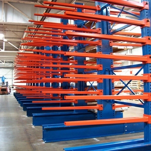 Rack de armazenamento resistente, rack cantilever para armazenamento de folha e madeira, suporte duplo lateral